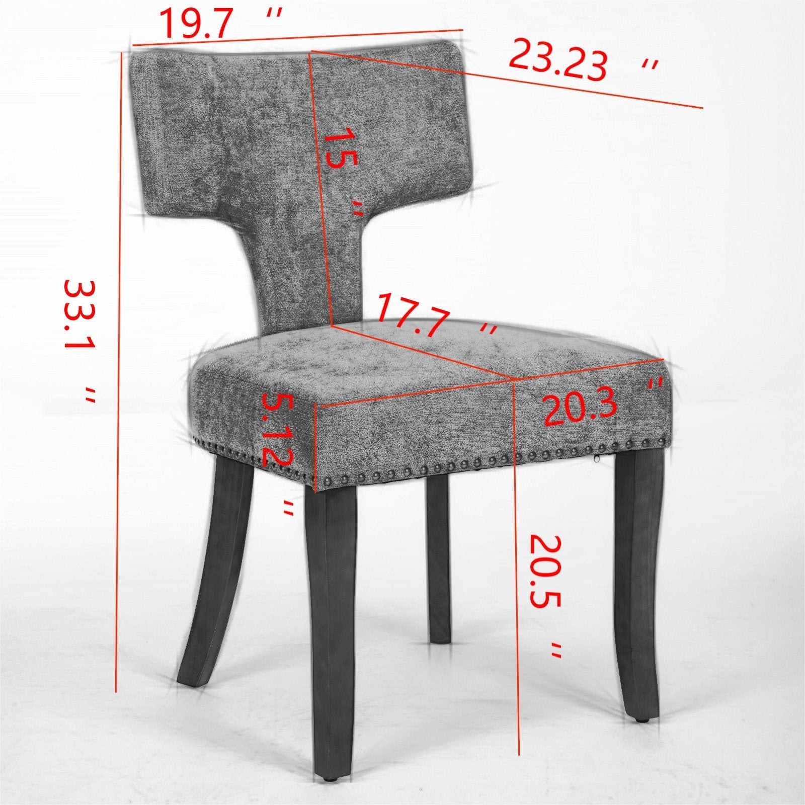 HAOYYE Mid Century Modern Dining Chairs Set of 2, Farmhouse Linen Fabric Upholstered Accent Chair Curved Backrest with Copper Nails around,Kitchen Chairs with Hardwood Frame, Orange Sturdy Space-Saving