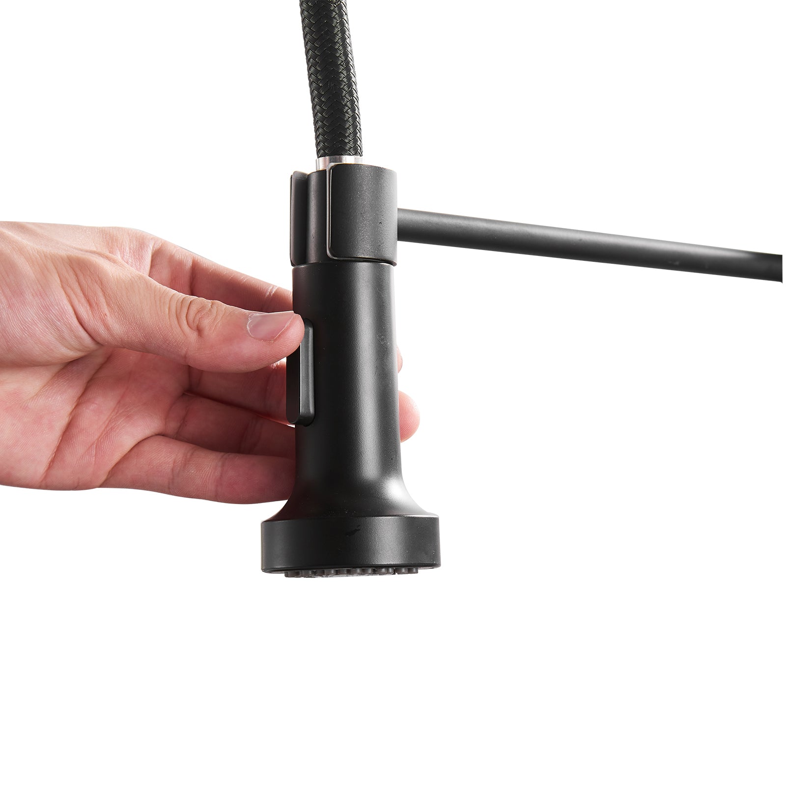 HAOYYE Commercial Black Kitchen Faucet with Pull Down Sprayer, Single Handle Single Lever Kitchen Sink Faucet Sturdy Space-Saving Heavy Duty Modern Design Adults Dorm Room Easy Assembly