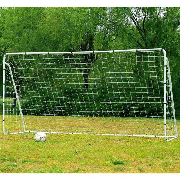 HAOYYE Steel Tube Soccer Goal Training Set White Portable Football Goal Net with Ground Stakes and Sturdy Frame for Backyard Practice Outdoor Sports Shooting Passing Game Team Training Equipment