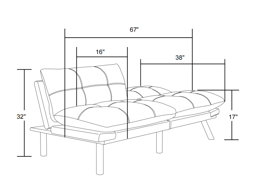 HAOYYE Light Grey Convertible Folding Modern sofa Bed Sturdy Space-Saving Heavy Duty Modern Design Adults Dorm Room Easy Assembly Bedroom Furniture