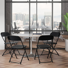 HAOYYE 10pcs Plastic Folding Chairs Black – Heavy Duty Durable Garden Chairs with Metal Frame, Portable and Lightweight for Indoor Outdoor Events, Parties, Office, Church, Picnic Seating