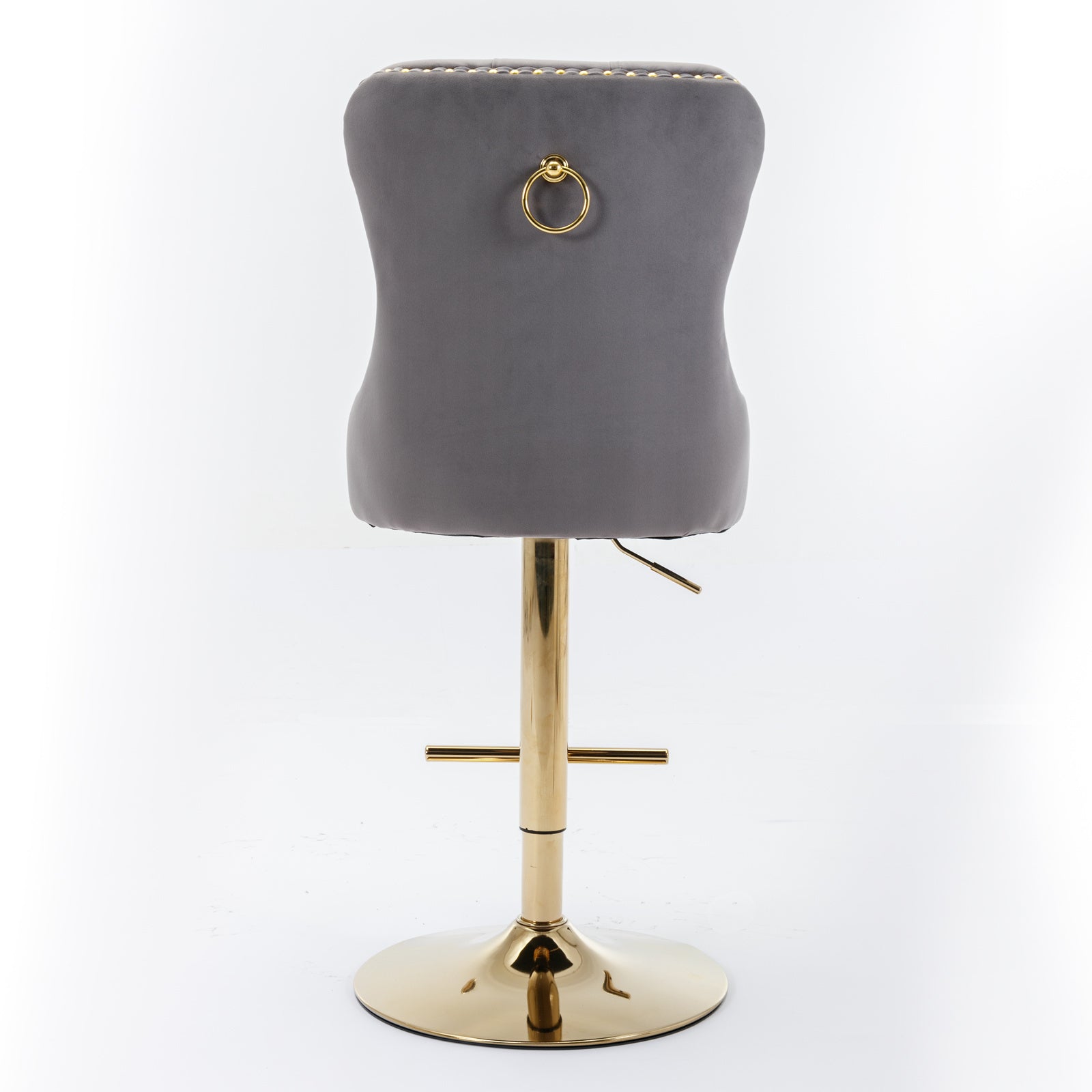 HAOYYE Thick Golden Swivel Velvet Barstools Adjusatble Seat Height from 25-33 Inch, Modern Upholstered Bar Stools with Backs Comfortable Tufted for Home Pub and Kitchen Island (Gray,Set of 2)
