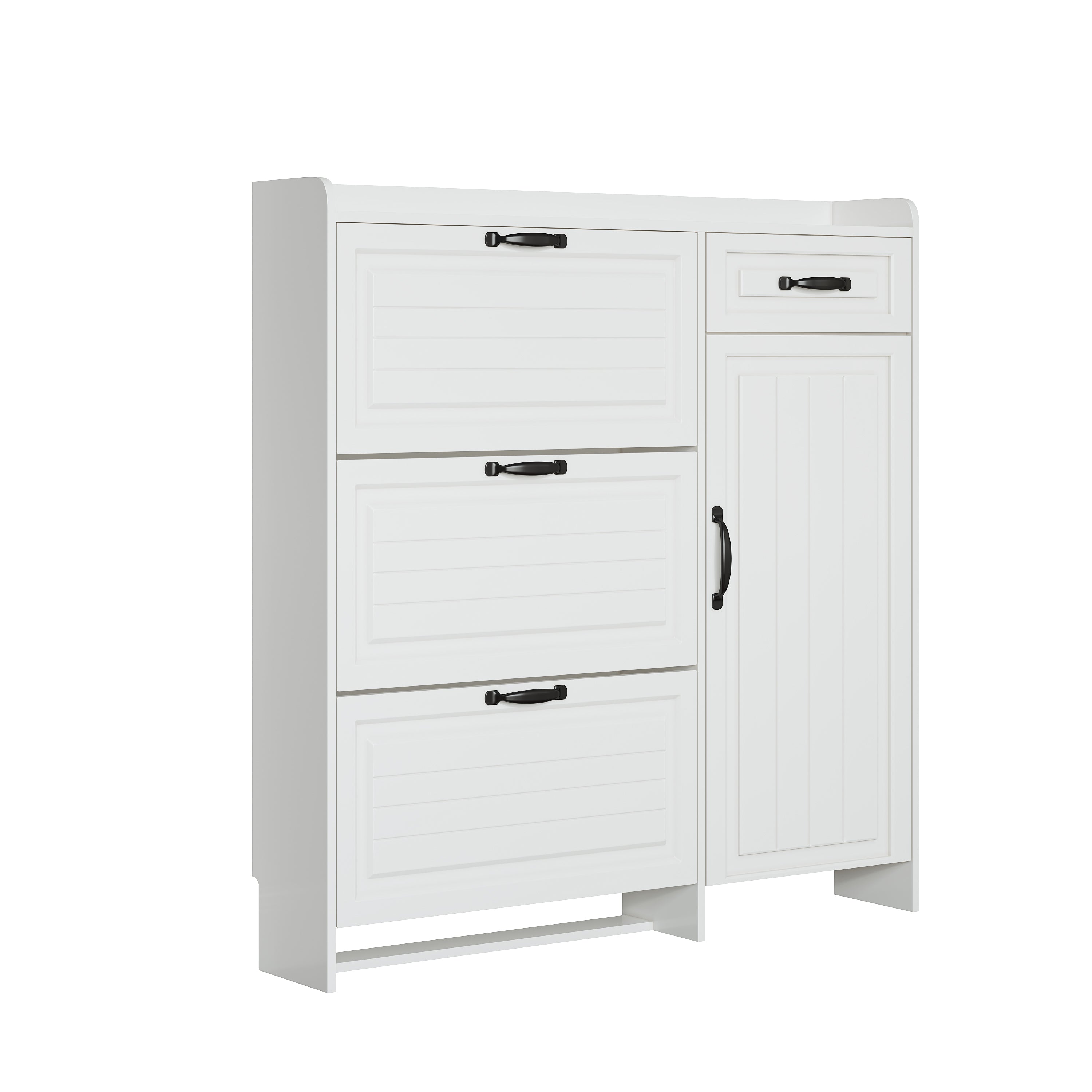 HAOYYE White Shoe Cabinet With 4 Doors And 1 Drawer, Large Storage Capacity, Modern Sturdy Space-Saving Design For Bedrooms And Dorm Rooms, Heavy Duty Construction, Easy To Assemble