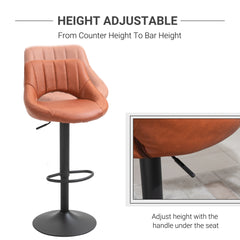 HAOYYE Height Adjustable Bar Stool with Backrest and Footrest, Swivel Counter Height Chair with Sturdy Metal Base, Modern PU Leather Barstool for Kitchen Island, Dining Room, or Home Bar