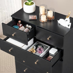 HAOYYE Modern Simple 4-Drawer Dresser Nightstand in Black, Compact and Stylish Storage Solution for Bedroom, Living Room, or Entryway, Sleek and Functional Design for Organizing Clothes, Accessories, and More