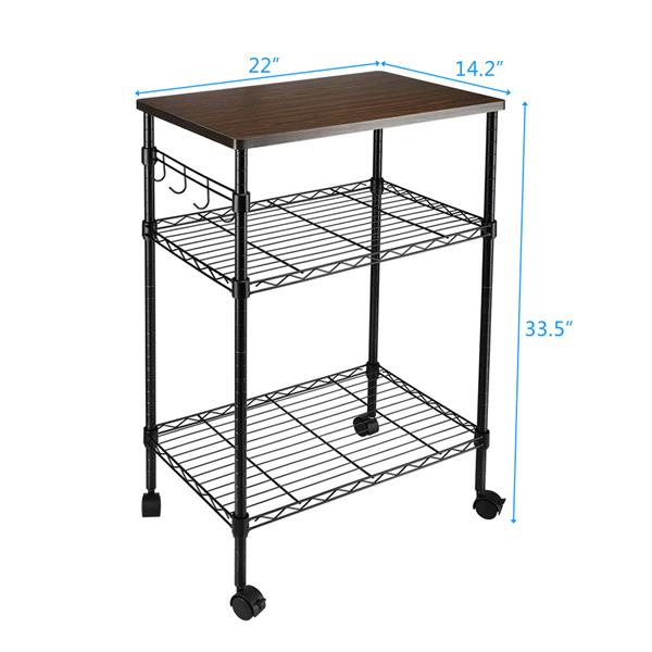 HAOYYE 3-Tier Kitchen Utility Cart, Mobile Rolling Kitchen Storage Cart, Durable Metal Frame with Wood Top, Compact Multifunctional Serving Trolley, Easy Assembly and Modern Design, Ideal for Home, Kitchen, Office, or Dining Room