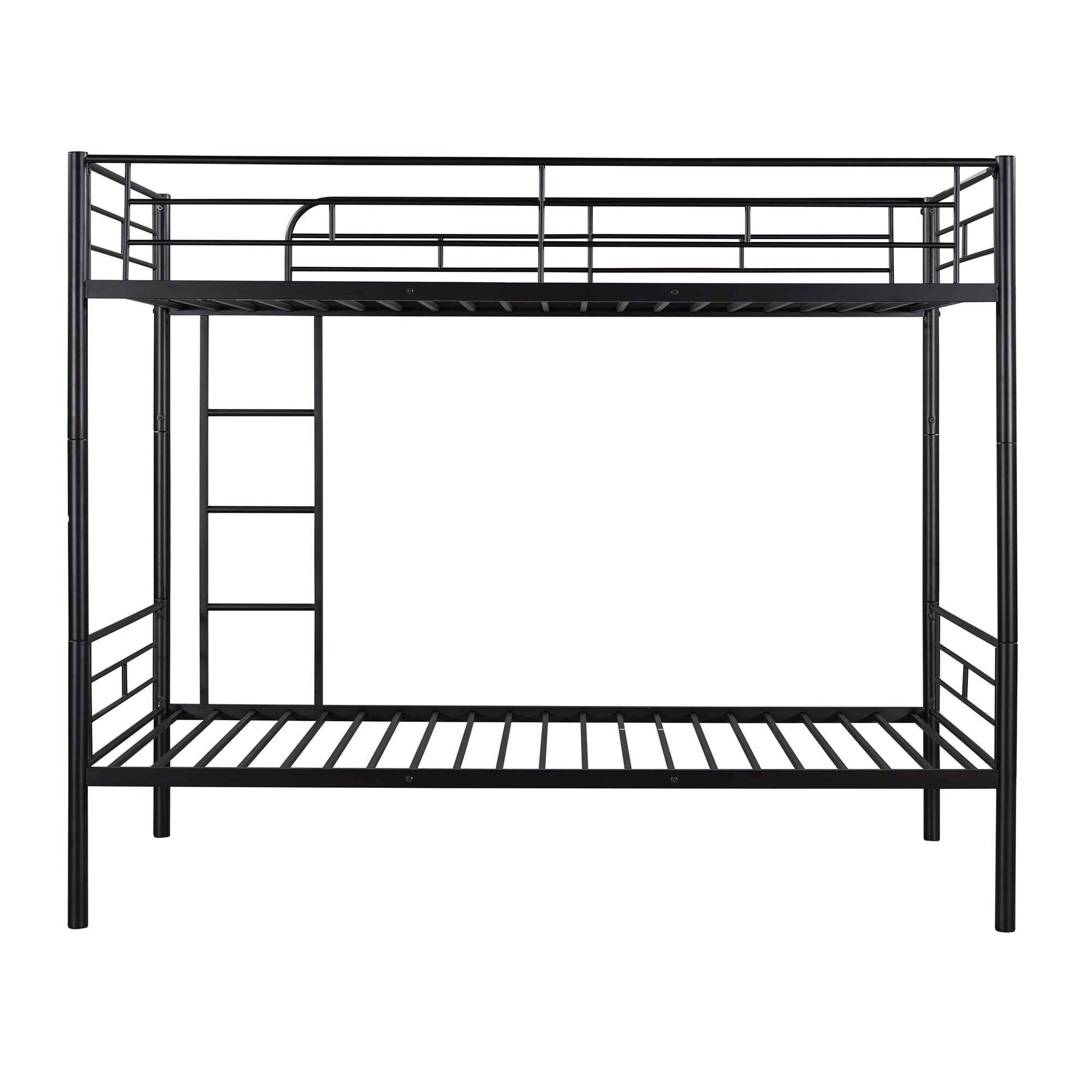 HAOYYE Twin Over Twin Metal Bunk Bed (Black) ( old sku: MF189201BAA ) Sturdy Space-Saving Heavy Duty Modern Design Easy Assembly Durable Stylish Home Furniture Versatile