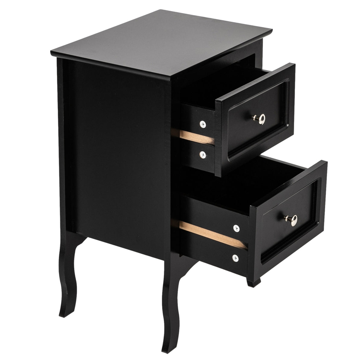 HAOYYE Country Style Two-Tier Nightstand Black Sturdy Design Durable Multifunctional Home Organizer Storage Solution Stylish Space-Saving Side Table for Living Room Bedroom