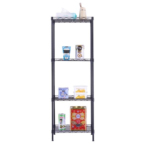 HAOYYE 4-Tier Wire Shelving Unit Metal Storage Rack Black Adjustable Organizer with Leveling Feet for Kitchen Bathroom Office