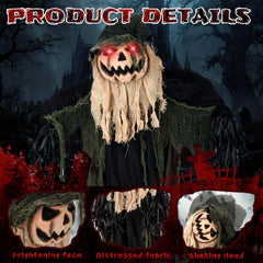 HAOYYE 5.7 FT Halloween Decorations Outdoor Life Size Animatronics Wizard with Pumpkin Face, Sound-Activated Haunted House Decor with Creepy Sound, Spooky Party Yard Garden Lawn Prop for Halloween Display