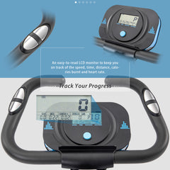 HAOYYE Folding Exercise Bike Fitness Upright and Recumbent X-Bike with Adjustable Magnetic Resistance Arm Bands and Backrest Stationary Indoor Cycling Bike Foldable Design LCD Display for Home Workout