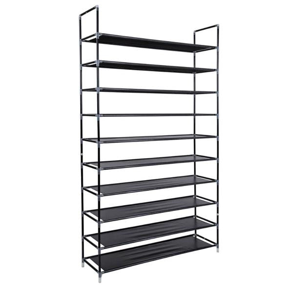 HAOYYE 10-Tier Non-Woven Fabric Shoe Rack, Durable Black Space-Saving Organizer with Handle, Modern Design for Versatile Use, Premium Quality Storage Solution for Home Essentials, Sleek Stylish Look and Simple Assembly