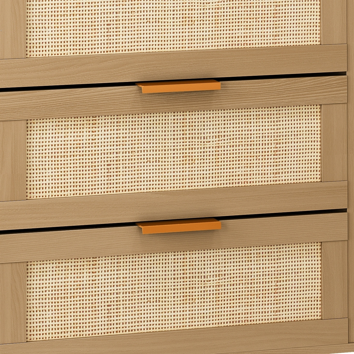 HAOYYE 6-Drawer Rattan Cabinet, Sturdy Space-Saving Design, Heavy Duty Construction, Easy Assembly, Durable and Stylish Home Furniture, Versatile for Bedroom or Living Room Use