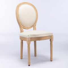 HAOYYE French Style Solid Wood Frame Antique Painting Linen Fabric Back Dining Chair,Set of 2,Beige,SW1845BG Sturdy Space-Saving Heavy Duty Modern Design Adults Dorm Room Easy Assembly