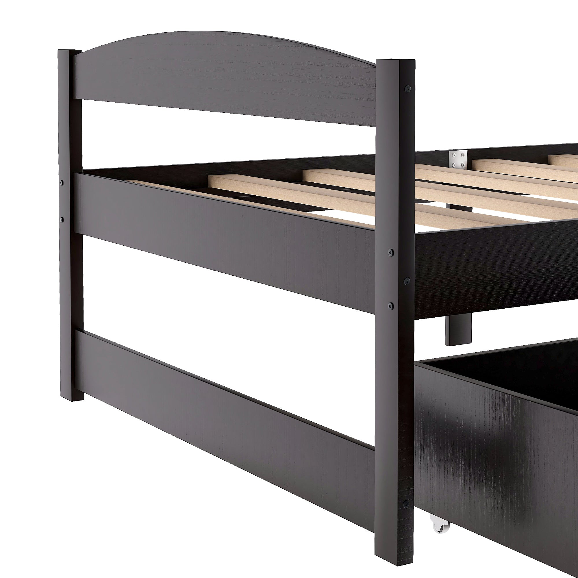 HAOYYE Twin Size Platform Bed with Two Storage Drawers, Espresso, Sturdy Space-Saving Design, Heavy Duty Construction, Easy Assembly, Durable and Stylish Home Furniture, Versatile for Bedroom Use