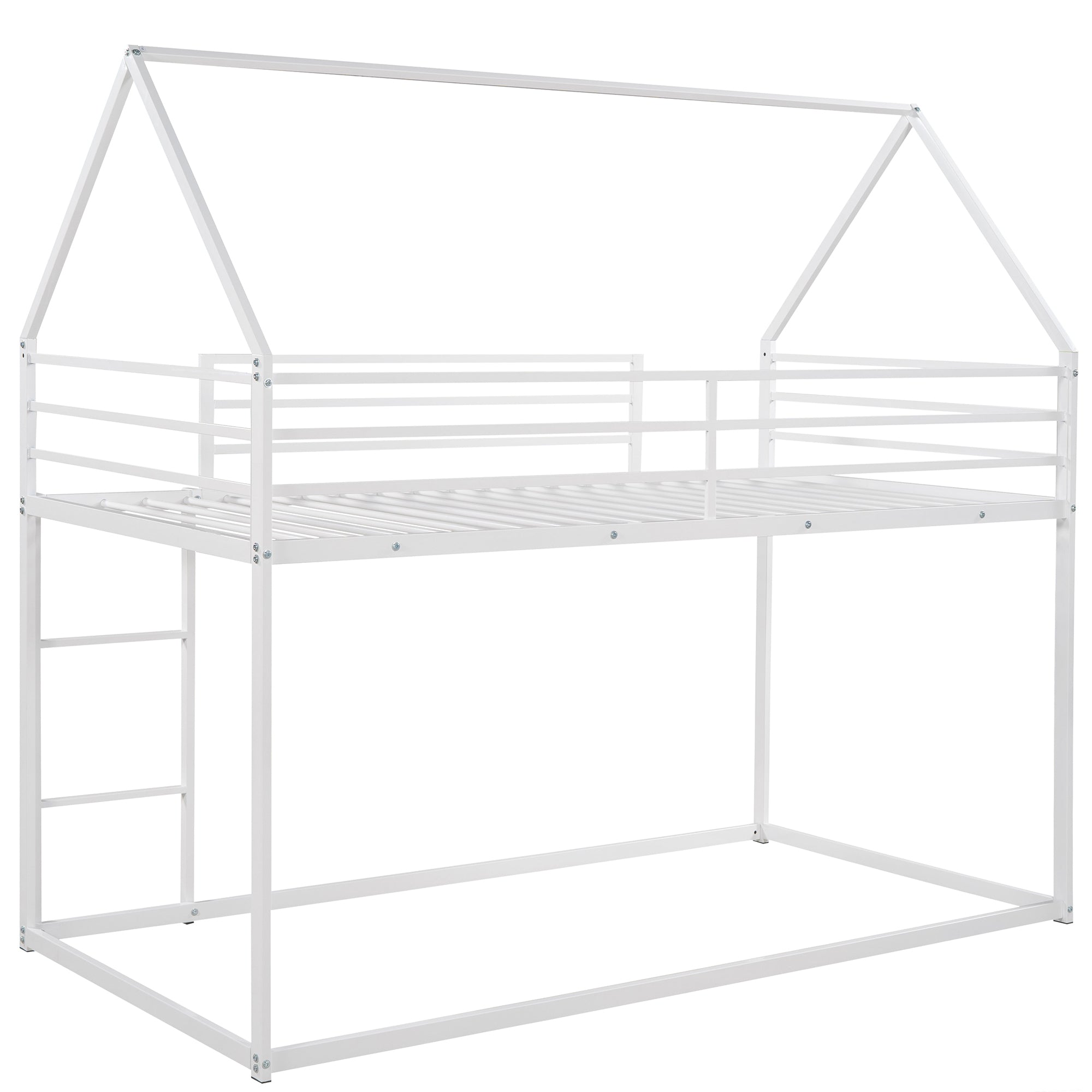 HAOYYE Twin over Twin House Bunk Bed with Built-in Ladder,White Sturdy Space-Saving Heavy Duty Modern Design Adults Dorm Room Easy Assembly Bedroom Furniture
