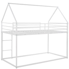 HAOYYE Twin over Twin House Bunk Bed with Built-in Ladder,White Sturdy Space-Saving Heavy Duty Modern Design Adults Dorm Room Easy Assembly Bedroom Furniture