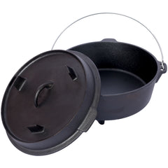HAOYYE pre-Seasoned Cast Iron Dutch Oven With Skillet Lid, Outdoor Camping Deep Pot for Camping Fireplace Cooking BBQ Baking Campfire, Leg Base, 4.5 Quart Sturdy Space-Saving Heavy Duty Modern Design