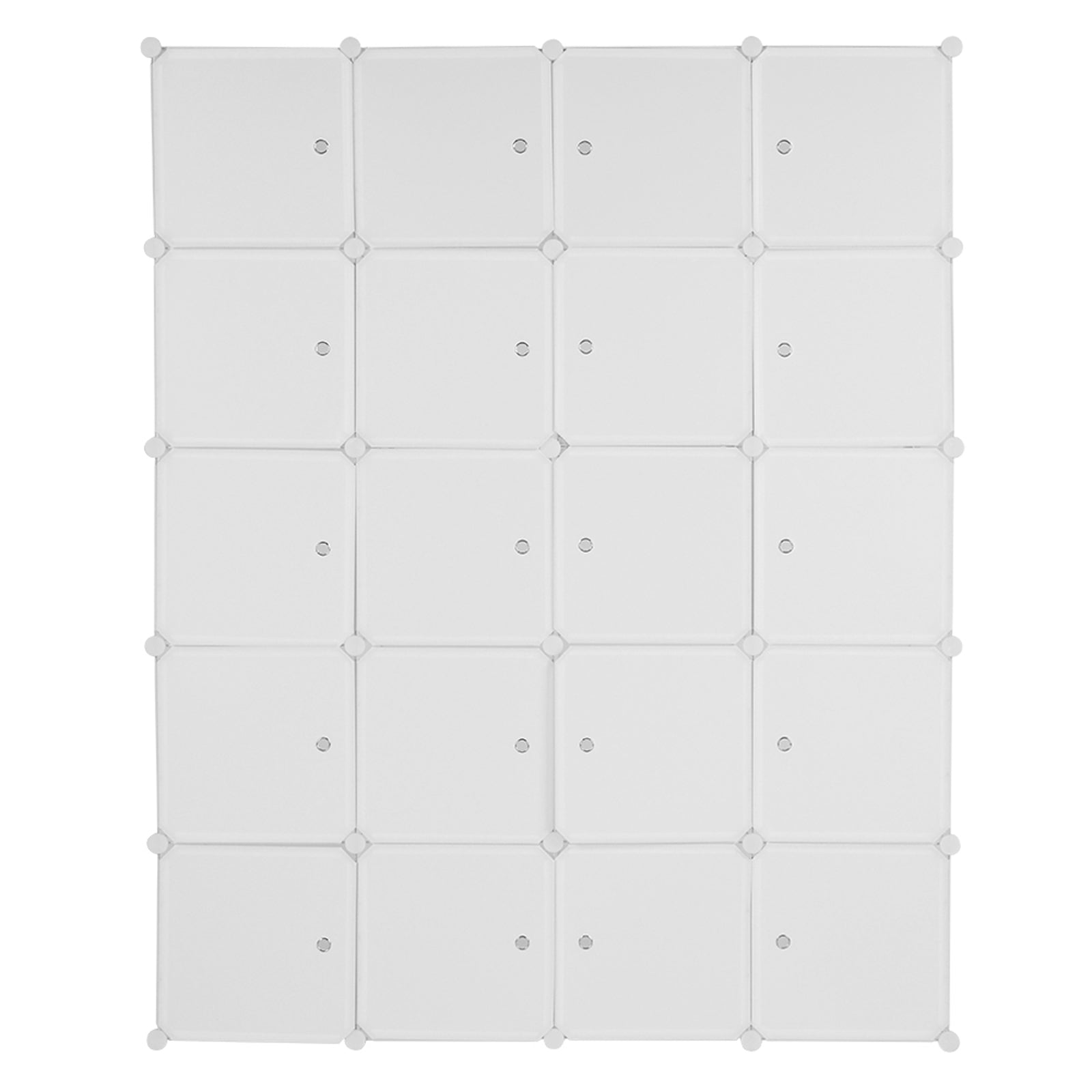 HAOYYE Modular 20-Cube Plastic Storage Organizer with Hanging Rod, Stackable Closet Shelves, Durable Multipurpose Storage Cabinet, Space-Saving Design for Clothes, Shoes, Accessories, Bedroom, Living Room, Office, White
