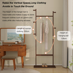 HAOYYE Solid Wood Coat Rack, Freestanding Hanger with Natural Walnut Finish, Space-Saving and Durable Design for Bedroom, Entrance, or Living Room, Easy Assembly