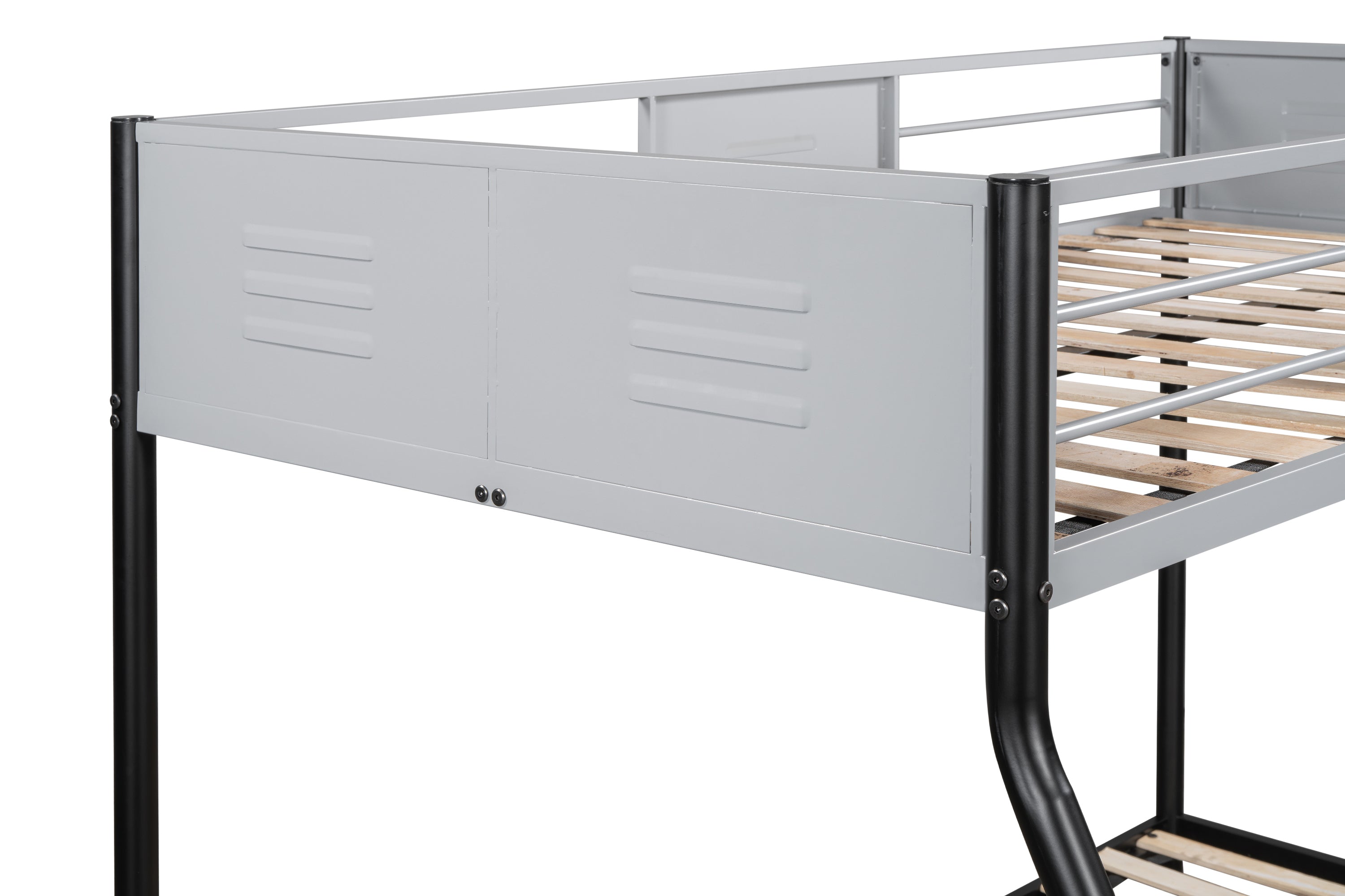 HAOYYE Metal Twin over Full Bunk Bed/ Heavy-duty Sturdy Metal/ Noise Reduced/ Safety Vent Board Guardrail/ CPC Certified/ No Box Spring Needed Space-Saving Heavy Duty Modern Design Adults Dorm Room