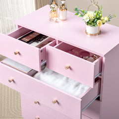 HAOYYE Modern Simple 4-Drawer Dresser Nightstand in Pink, Compact and Stylish Storage Solution for Bedroom, Living Room, or Entryway, Sleek and Functional Design for Organizing Clothes, Accessories, and More
