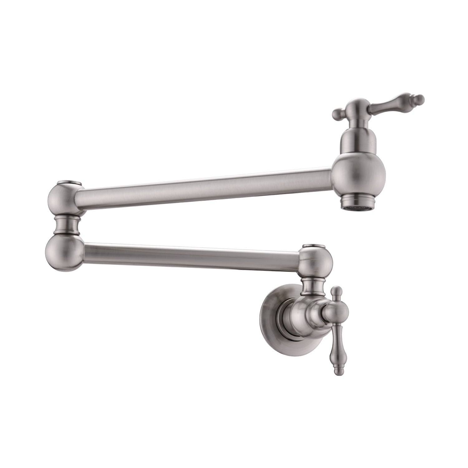 Haoyye Wall Mount Folding Pot Filler Faucet, 360° Swivel Dual Handle Brass Kitchen Faucet with Free-Swing Arm and Anti-Drip Design, Heavy Duty Space-Saving Fixture for Stovetop Cooking, Easy to Install and Corrosion Resistant for Modern Kitchens