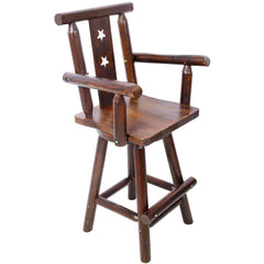 HAOYYE Rustic Bar Stool - Fir Wood Construction, Chair withDecorative Star Backrest, Footrest,Wide Armrest, Rustic Kitchen Stool, Tall Bistro Chair for Dining Room, Restaurant, Pub, 4-Foot,brown color Sturdy