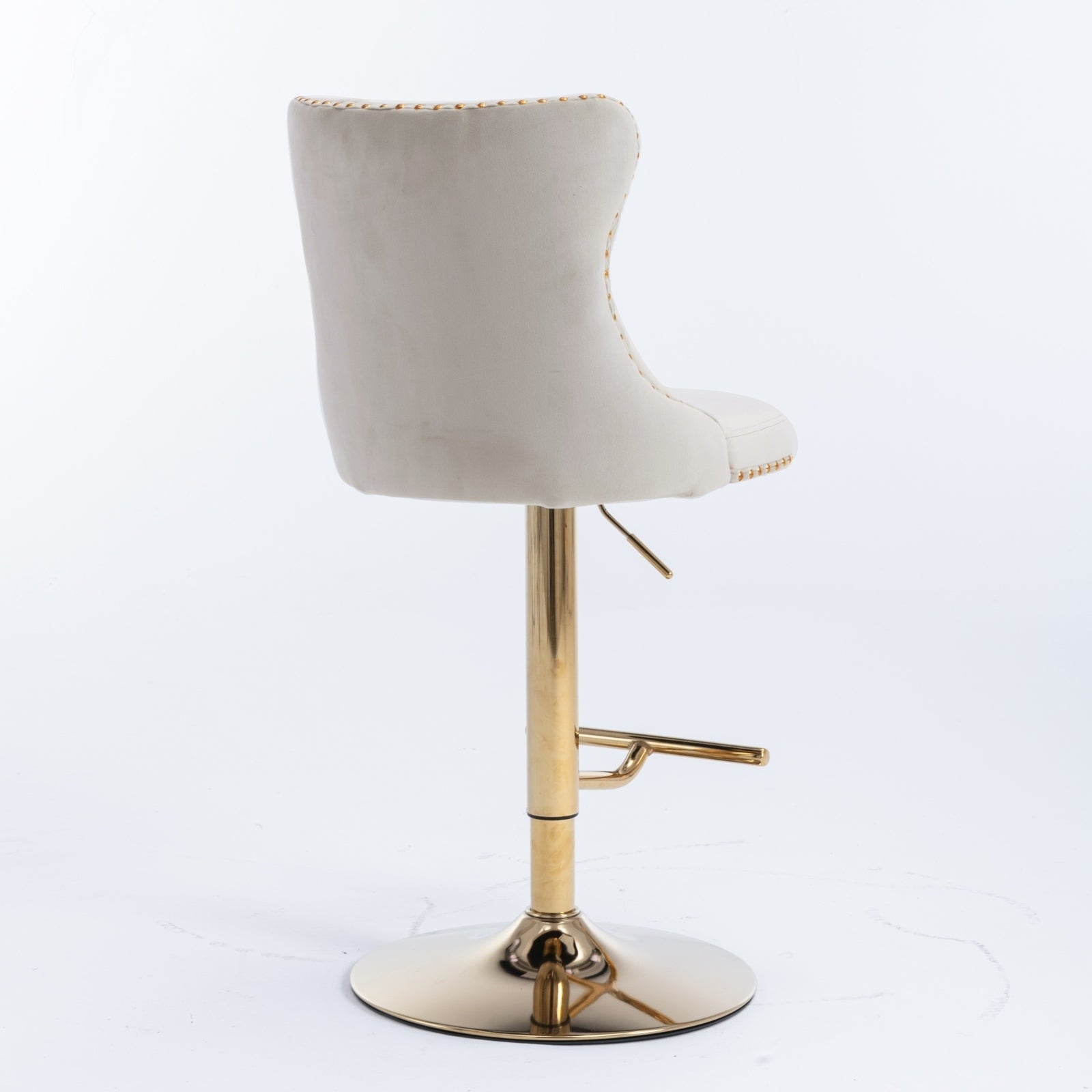 HAOYYE Golden Swivel Velvet Barstools Adjusatble Seat Height from 25-33 Inch,Modern Upholstered Bar Stools with Backs Comfortable Tufted for Home Pub and Kitchen Island,Beige,Set of 2 Sturdy