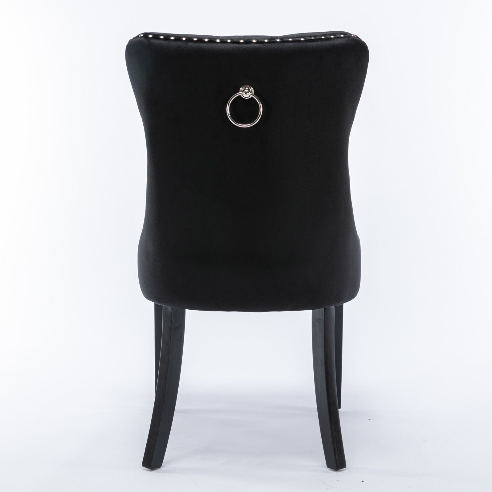 HAOYYE High-end Tufted Solid Wood Contemporary Velvet Upholstered Dining Chair with Wood Legs Nailhead Trim 2-Pcs Set, Black, SW2001BK Sturdy Space-Saving Heavy Duty Modern Design