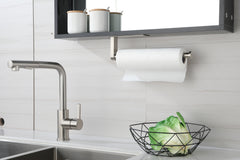 Haoyye Paper Towel Holder 2 Pack, 12 Inch Stainless Steel Under Cabinet Mount with Self-Adhesive or Screws, Space-Saving Paper Towel Rack for Kitchen, Bathroom, or Wall Use, Rustproof and Heavy Duty Towel Bar for Rolls or Wraps