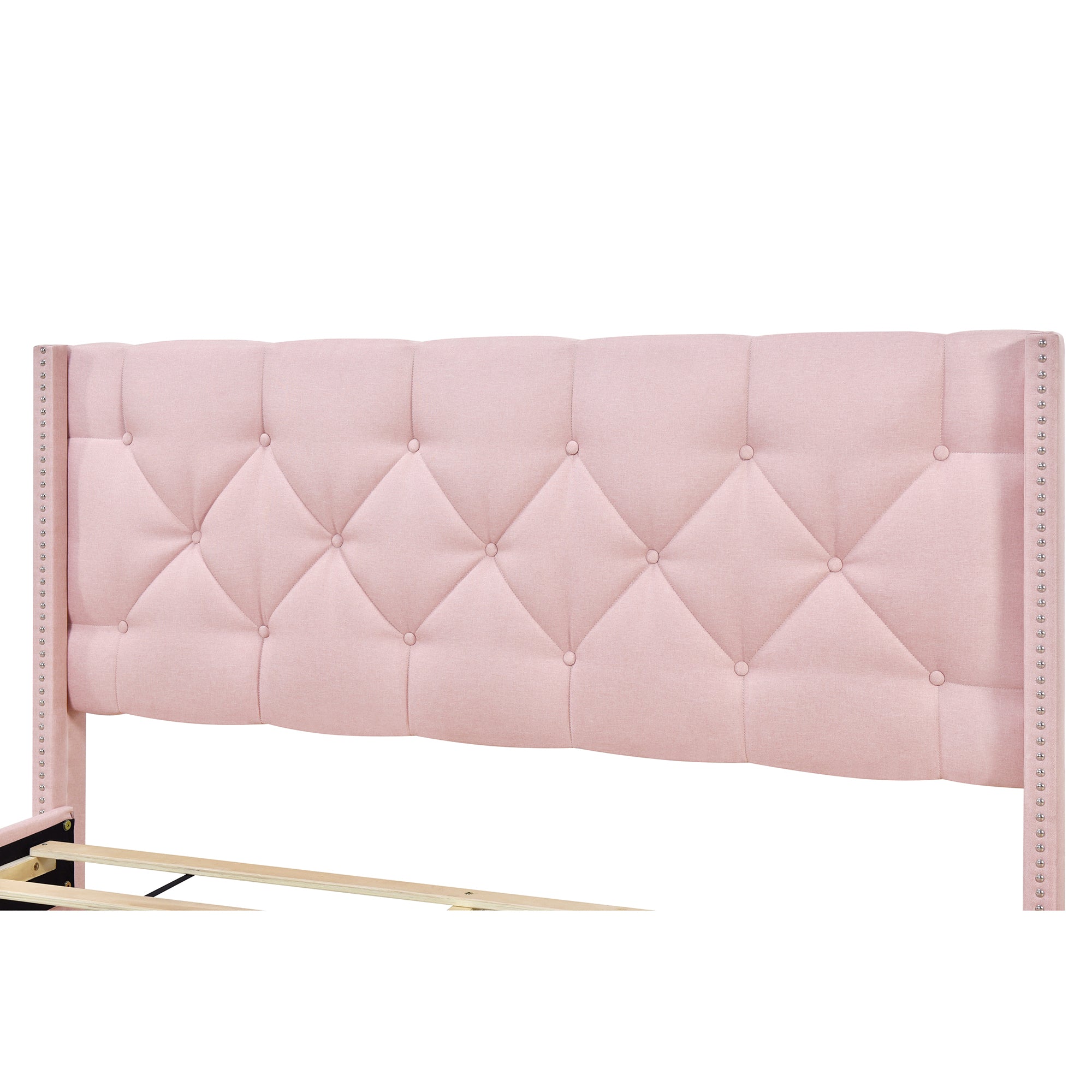 HAOYYE Queen Size Linen Upholstered Platform Bed with Two Drawers, Modern Storage Bed with Sturdy and Space-Saving Design, Heavy Duty Construction, Ideal for Adults and Dorm Rooms, Easy Assembly for Bedroom Furniture