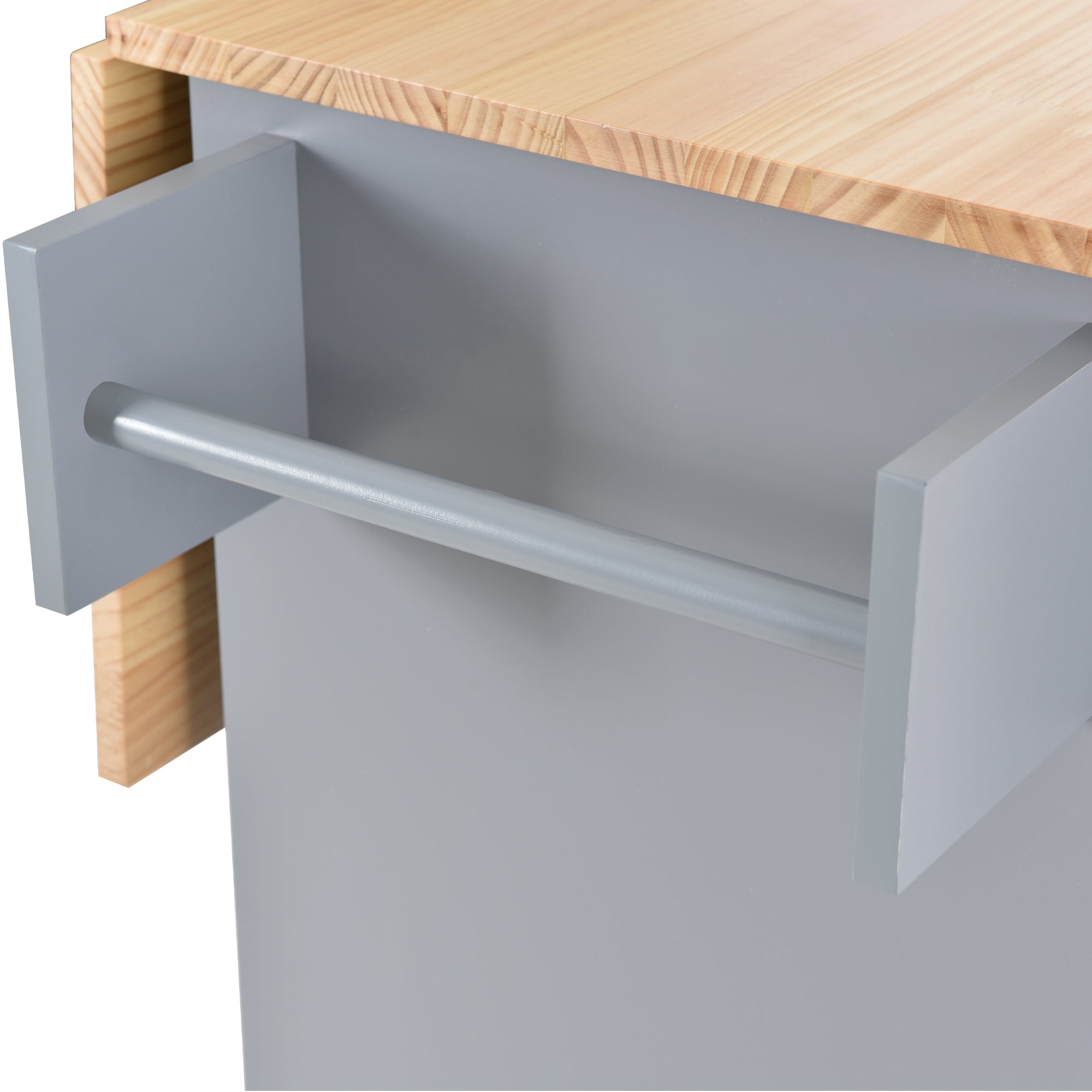 HAOYYE Rolling Mobile Kitchen Island With Solid Wood Top, Storage Cabinet, Drop Leaf Breakfast Bar, Spice Rack, Towel Rack, And Drawer, Grey Blue, Sturdy Space-Saving Design With Locking Wheels