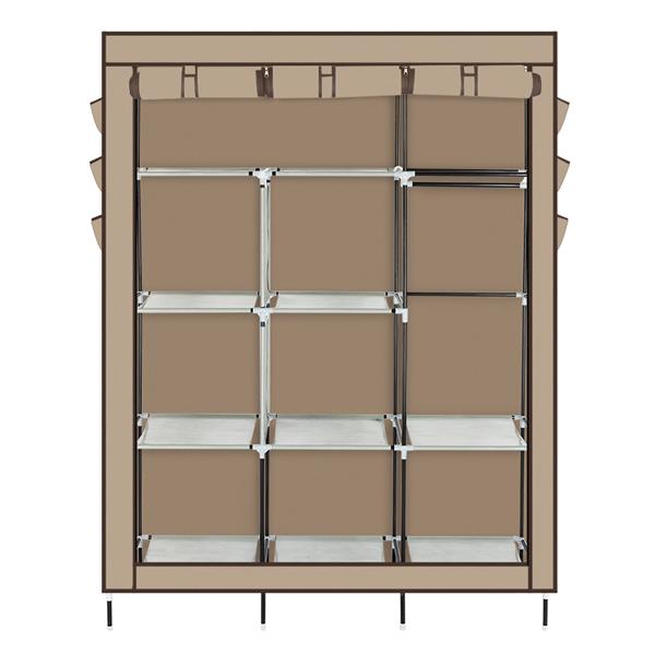 HAOYYE 69" Beige Non-Woven Fabric Wardrobe, High-Leg Assembled Closet Organizer with Dustproof Cover, Durable Space-Saving Storage Solution for Bedroom, Living Room, Modern Design, Stylish and Versatile for Home Essentials