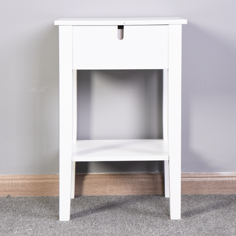 HAOYYE White Bathroom Floor-Standing Storage Table with Drawer, Sturdy Space-Saving, Heavy Duty Modern Design, Easy Assembly, Durable, Stylish and Versatile Home Furniture