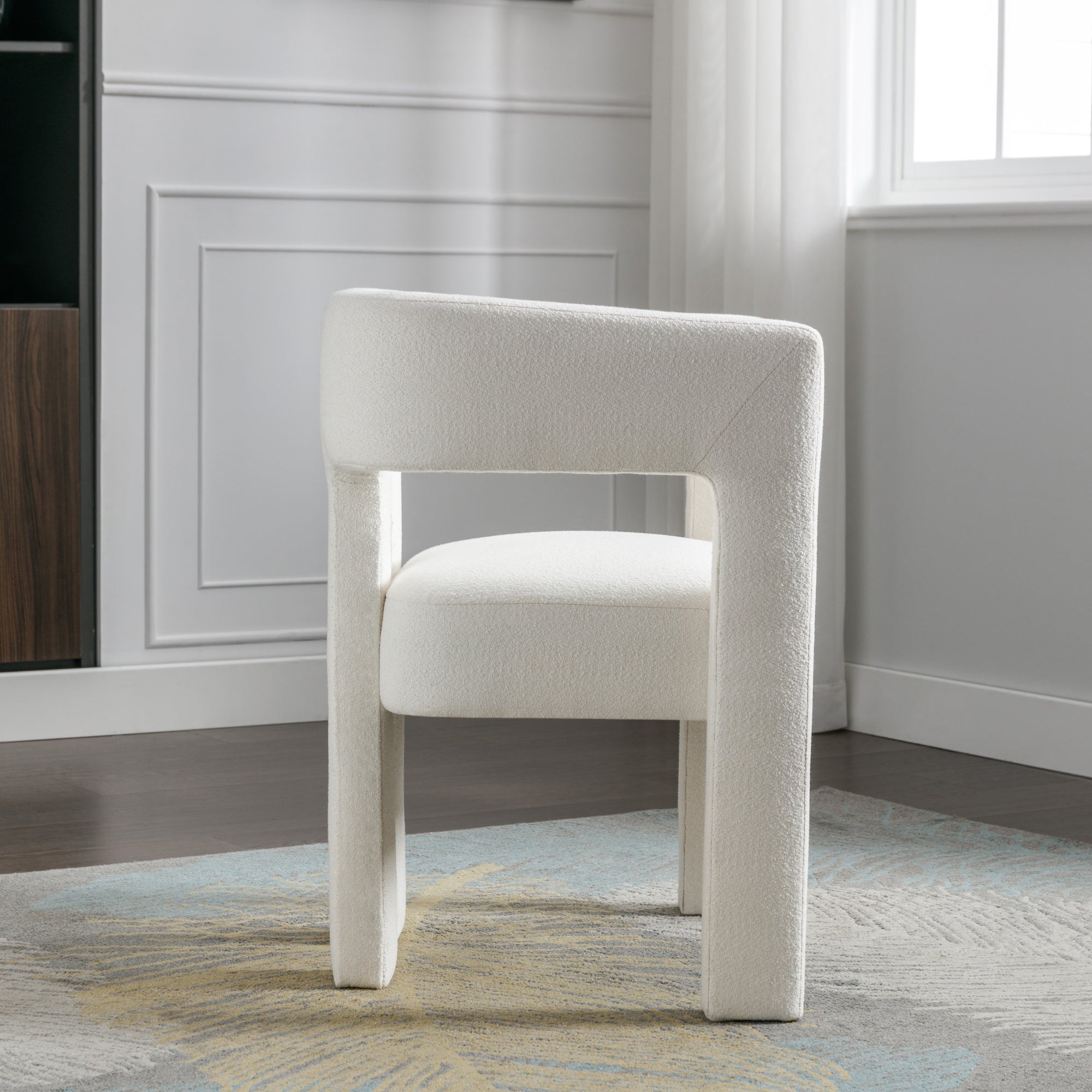 HAOYYE Contemporary Designed Fabric Upholstered Accent Chair Dining Chair for Living Room, Bedroom, Dining Room, Beige Sturdy Space-Saving Heavy Duty Modern Design Adults Dorm Room Easy Assembly