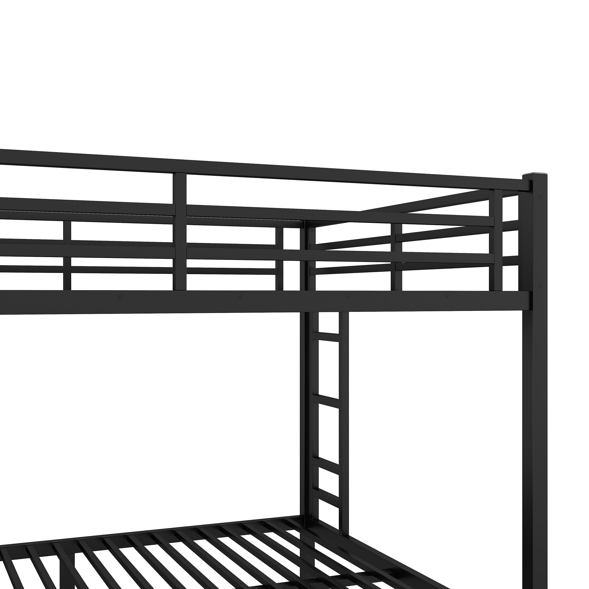HAOYYE Metal Queen over Queen Bunk Bed for Teens and Adults,Space-Saving/Noise Reduced/No Box Spring Needed, Black Sturdy Heavy Duty Modern Design Dorm Room Easy Assembly Bedroom Furniture