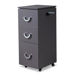 HAOYYE Hair Salon Rolling Cart with Zinc Alloy Handle 3 Drawers 4 Wheels and Built-in Air Duct Frame Gray Professional Trolley Storage Organizer for Beauty Barber Spa Studio Durable Modern Design