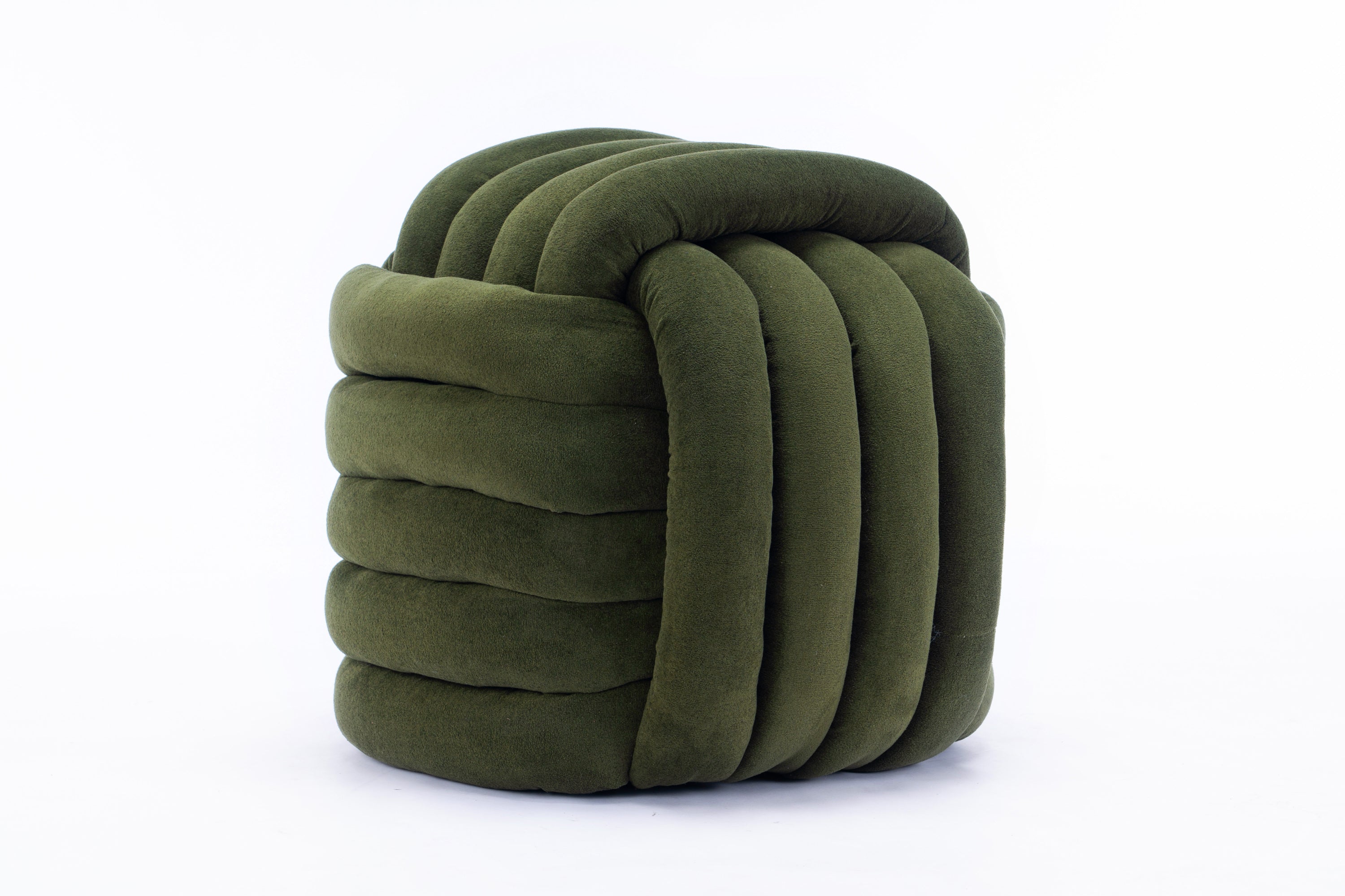 Haoyye Modern Chenille Fabric Knot Design Ottoman Makeup Stool Footstool, Comfortable and Stylish Seat, Perfect for Living Room and Bedroom, Space-Saving Heavy Duty Construction, Durable Furniture for Adults Dorm Room