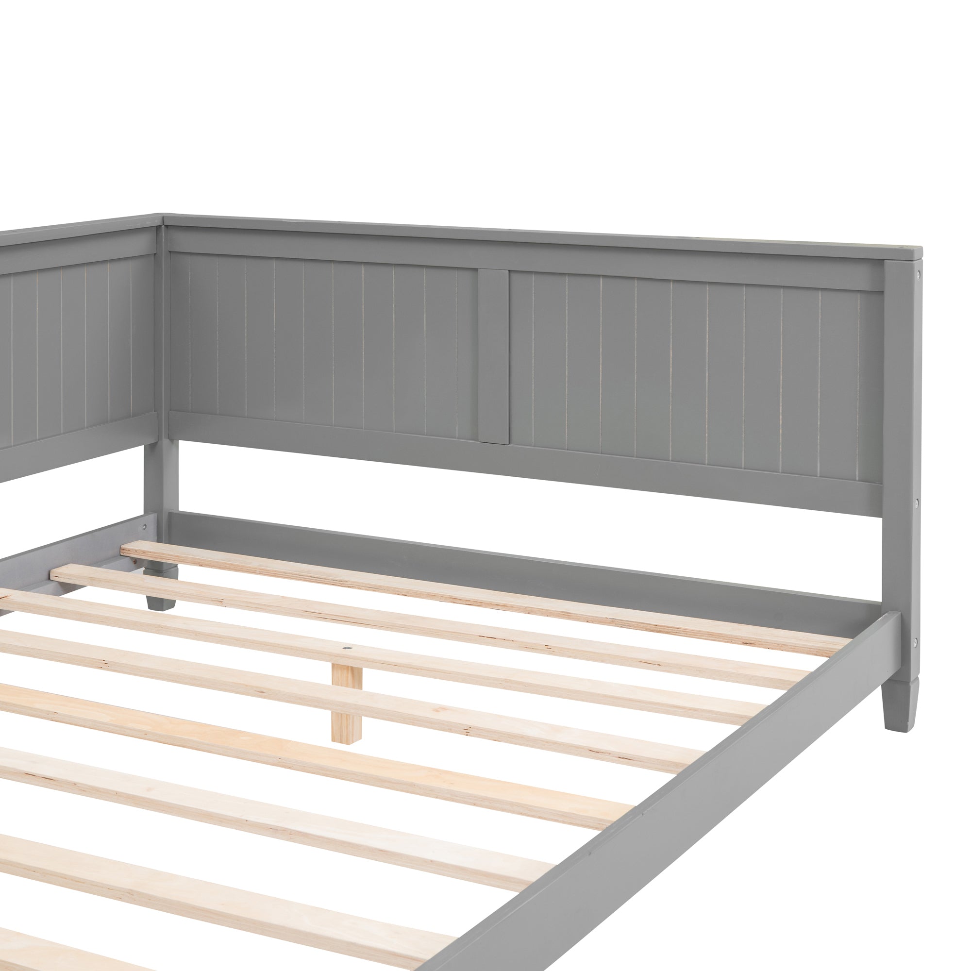HAOYYE Full Size Wood Daybed/Sofa Bed, Gray Sturdy Space-Saving Heavy Duty Modern Design Adults Dorm Room Easy Assembly Bedroom Furniture