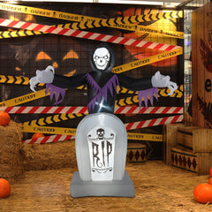 HAOYYE Halloween Inflatable Decoration Black 3-Piece Grim Reaper and Grave Set with LED String Lights Powerful Blower Easy Setup Waterproof Polyester for Garden Yard Lawn Patio Outdoor Party