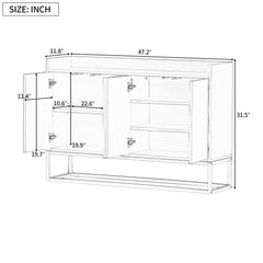 HAOYYE Modern Sideboard Elegant Buffet Cabinet with Large Storage Space for Dining Room, Entryway (Navy) Sturdy Space-Saving Heavy Duty Modern Design Adults Dorm Room Easy Assembly
