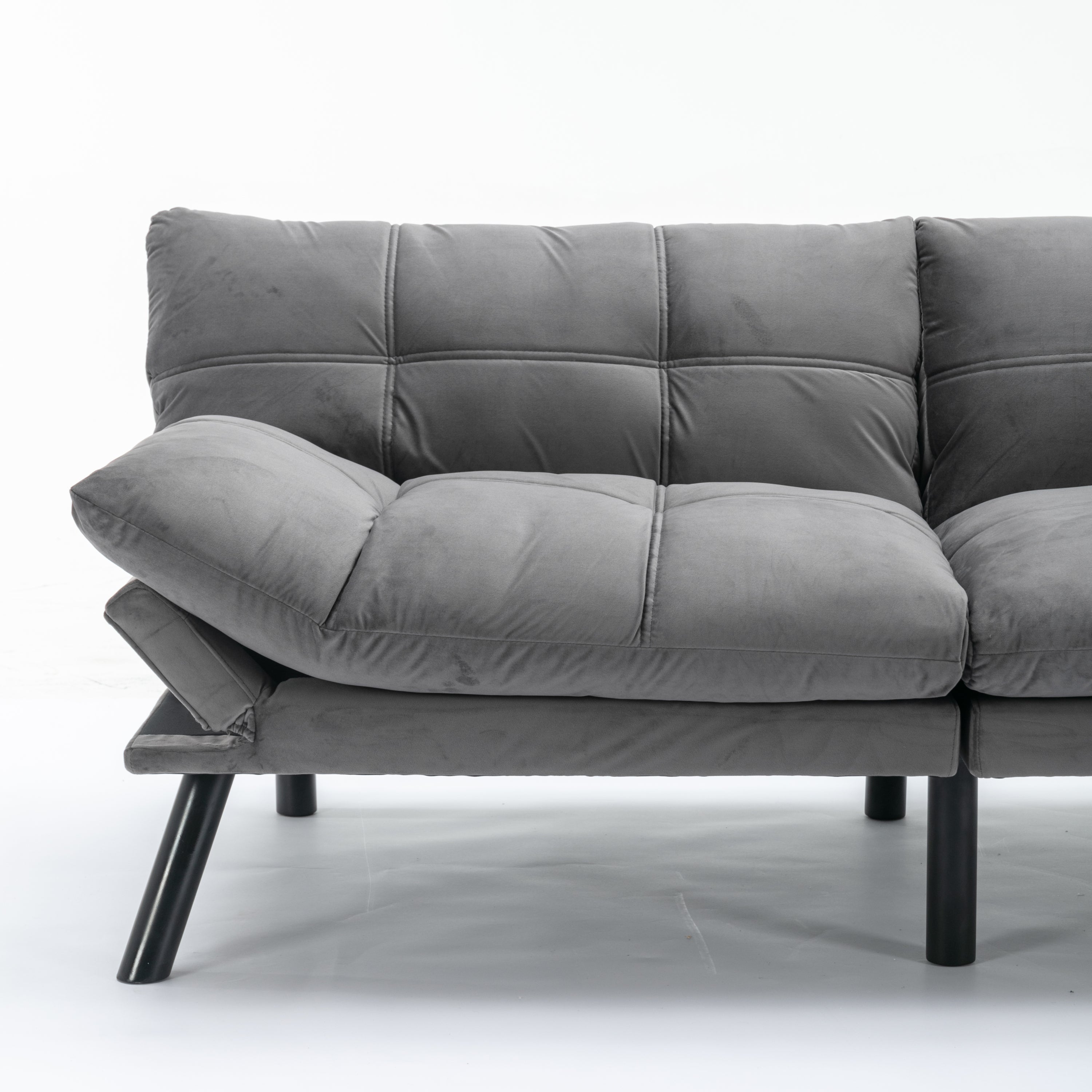 HAOYYE Light Grey Convertible Folding Modern sofa Bed Sturdy Space-Saving Heavy Duty Modern Design Adults Dorm Room Easy Assembly Bedroom Furniture
