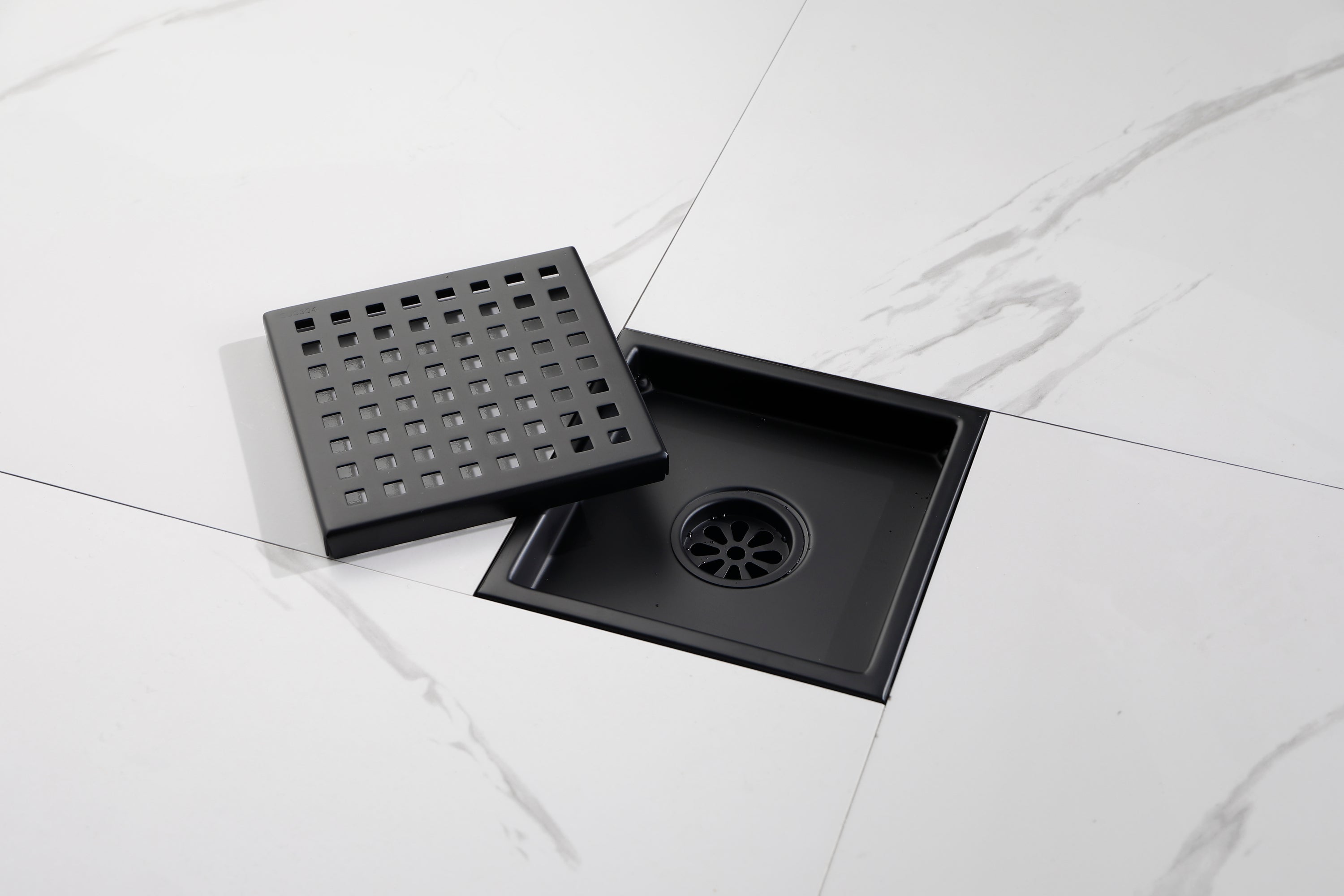 HAOYYE 6 Inch Square Shower Floor Drain Sturdy Space-Saving Heavy Duty Modern Design Adults Dorm Room Easy Assembly Bedroom Furniture