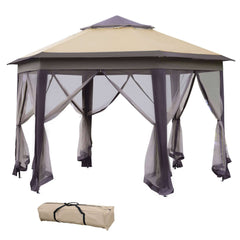 HAOYYE 13.25 x 11.25 ft Pop Up Hexagonal Gazebo Canopy Tent with 6 Zippered Mesh Sidewalls, Outdoor Portable Event Shelter with Steel Frame for Patio Garden Backyard Wedding or Party Use