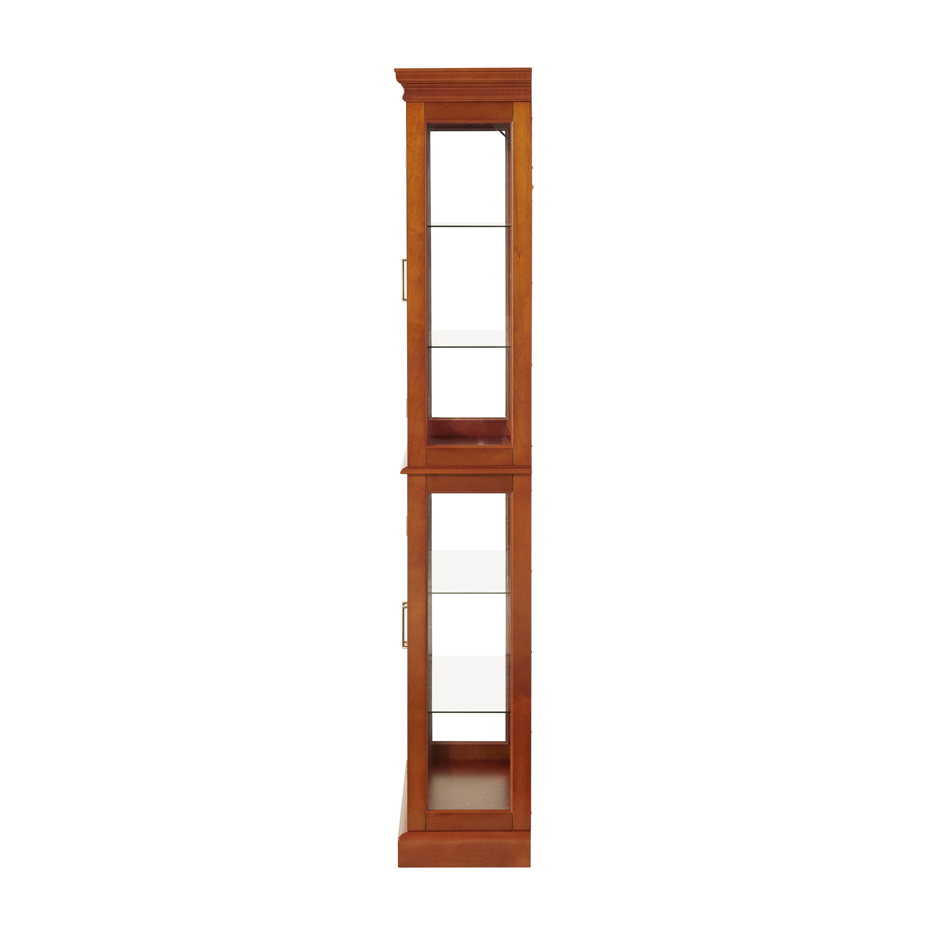 Haoyye Lighted Curio Cabinet with Adjustable Shelves Mirrored Back Panel Tempered Glass Doors Walnut 6 Tier Heavy Duty Space-Saving Sturdy Display Cabinet