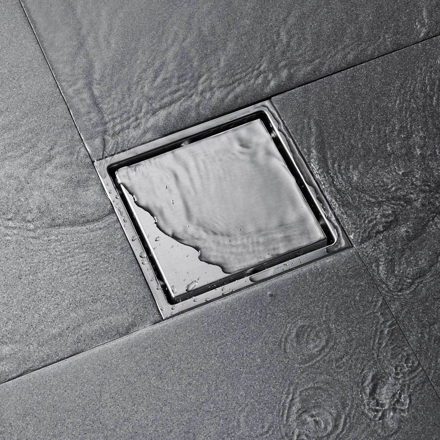 HAOYYE 6 Inch Square Shower Floor Drain Sturdy Space-Saving Heavy Duty Modern Design Adults Dorm Room Easy Assembly Bedroom Furniture