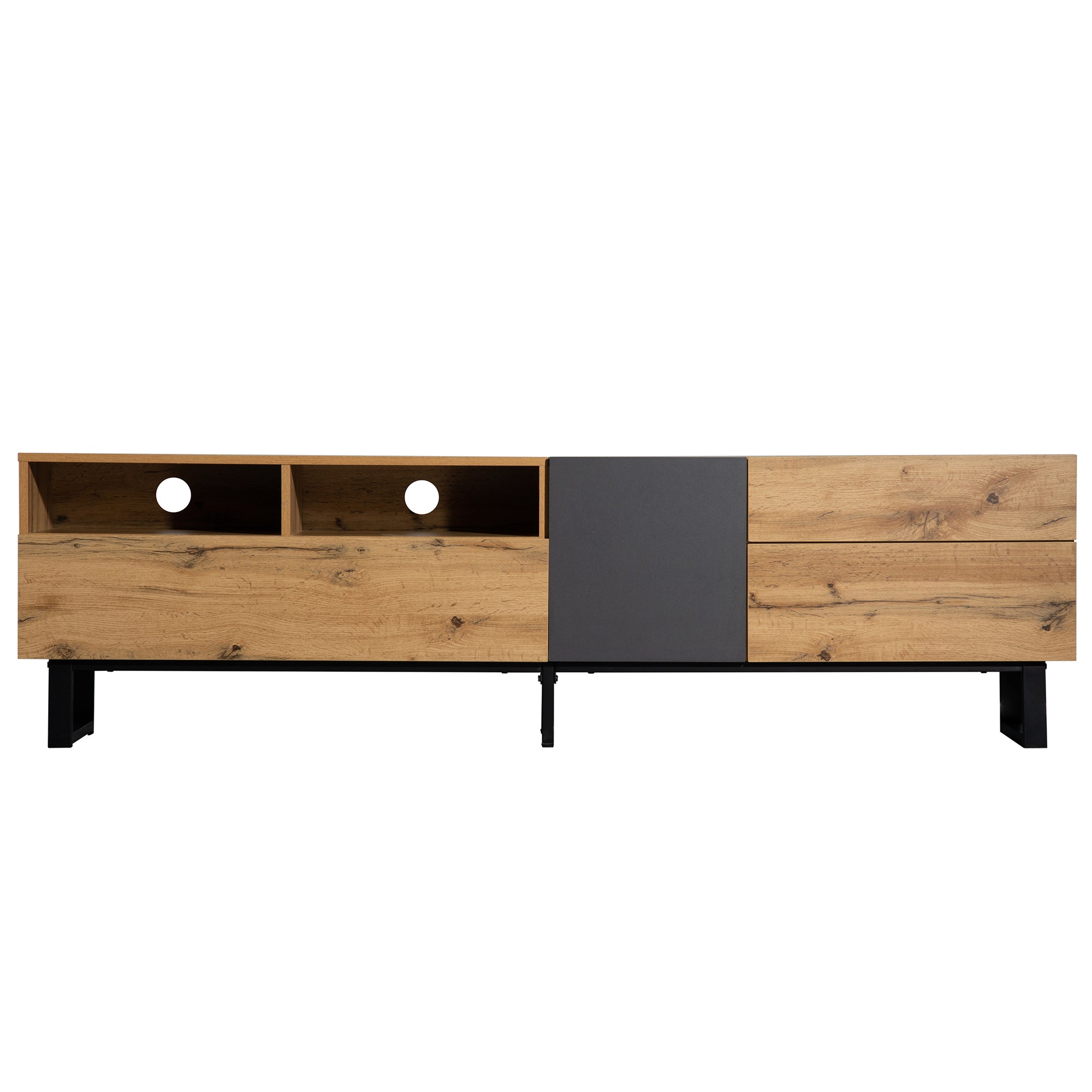 HAOYYE Modern TV Stand for 80'' TV with Double Storage Space, Media Console Table, Entertainment Center with Drop Down Door for Living Room, Bedroom, Home Theatre Sturdy Space-Saving Heavy Duty Modern Design