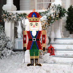 HAOYYE Lighted Nutcracker Christmas Yard Decorations, Pre-Lit 2D Nutcracker Soldier with 162 Warm White LED Lights, Includes Ground Stakes for Easy Setup, Festive Outdoor and Indoor Holiday Display, Front Yard, Porch, Garden Décor