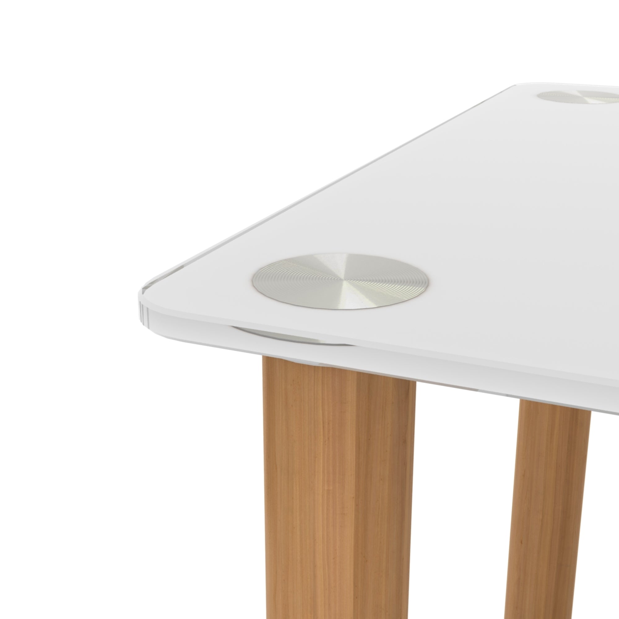 HAOYYE One Piece White And Oak Side Table with Two Tier Storage Shelf for Adults Dorm Room and Living Spaces Perfect as Nightstand, End Table or Sofa Table Featuring Heavy Duty Construction, Space Saving Functionality and Easy Assembly